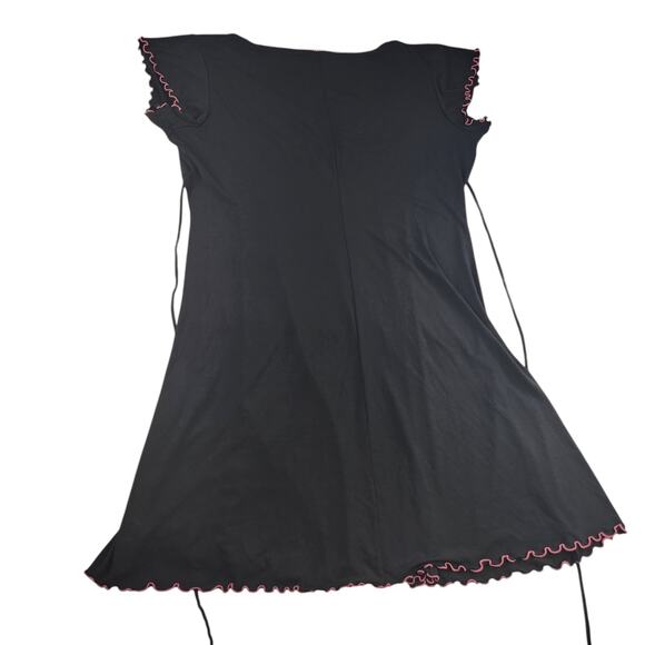 Vintage Giorgio Fiorlini Dress Womens XL Black Pink Twee Coquette Fit Flare Lace - Picture 3 of 13